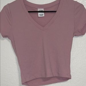 Soft Pink V neck crop top